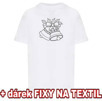 omalovánky Dětské vánoční tričko k vymalování - Vánoční zvonečky + 6ks Fixy na textil