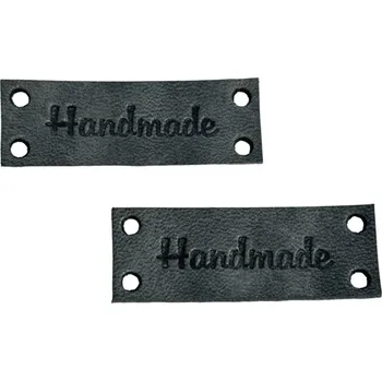 Pro Háčkování Kožený štítek Handmade 43x15 mm šedá ombre