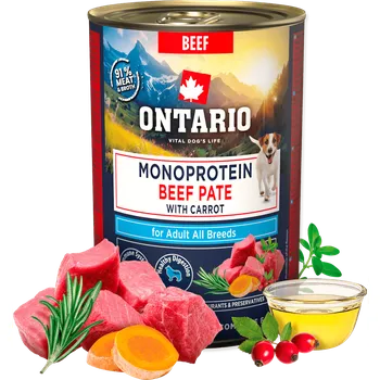 Krmivo pro psa Konzerva Ontario Adult Monoprotein hovězí pate s mrkví 400g
