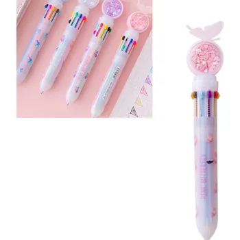 Vícebarevné pero s krystaly a gumovou ozdobou 16,5 cm - 1 ks