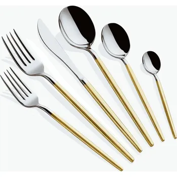 Příbor Hermia Concept, Almeria - Gold, Silver, sada příborů (36dílná), zlatá, 100 % NEREZOVÁ OCEL, 21,6 cm | 645DRM1217