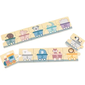 Puzzle Dětské dřevěné puzzle Viga čísla a zvířátka 31 dílků