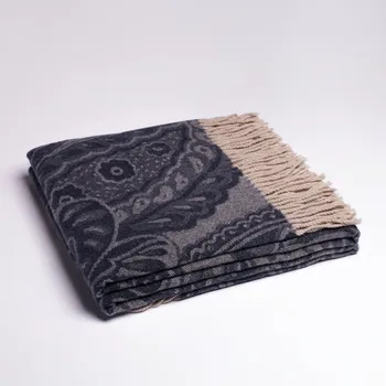 deka Kašmírový vzorovaný pléd Venezia – Blue – 100% kašmír