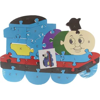 Dřevěná hračka Vzdělávací dřevěné puzzle-Lokomotiva