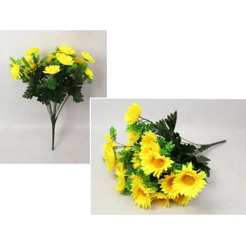 umělá květina Kytice GERBERA výška 50 cm, 18 stonků (18 květů 8x2 cm) ŽLUTÁ