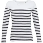SOL'S Dámské pruhované tričko s dlouhým rukávem Matelot - Bílá / tmavě modrá | 2XL