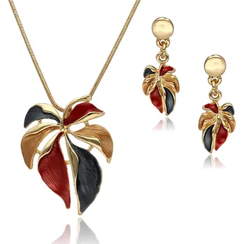 Souprava šperků Umělecký set náhrdelníku a náušnic YVON v barvách podzimu