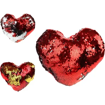 plyšák Maskotka, polštářek SRDCE převracené flitry, šupiny 20 cm