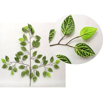 umělá květina Silikonový list 3ramenný FIKUS, BENJAMIN 60 cm - 1 ks