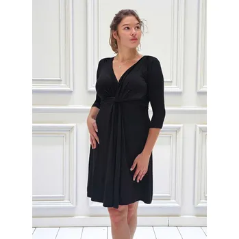 Těhotenské šaty Elegantní bambusové těhotenské šaty Vivianne 2v1 – černé, 3/4 rukáv Velikost: S