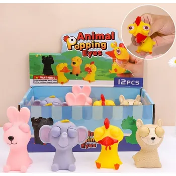 Antistresová hračka ZVÍŘÁTKA s vypoulenýma očima 9x4,5x4 cm MIX VZORŮ - 1 ks