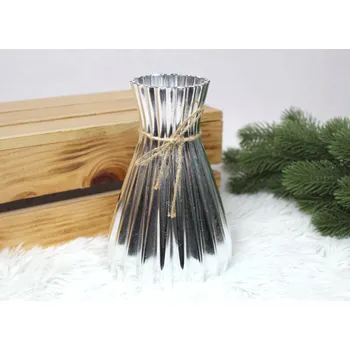 Váza l Dekorativní váza STŘÍBRNÁ plast 17,5x6 cm