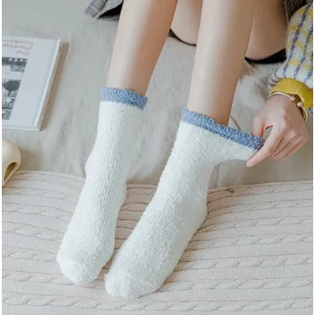 Dámské ponožky Dámské ponožky KOŃCE NIEBIESKIE silné univerzální BÍLÉ - 1 pár