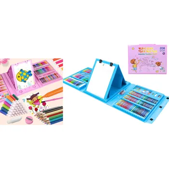 Výtvarná sada Umělecká sada 208 ks v plastovém kufříku se stojánkem MODRÁ 40x30x5 cm