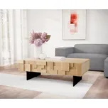 DELIFE Konferenční stolek Puzzle 120 cm 4 zásuvky dub přírodní podnož závěsná kov černá