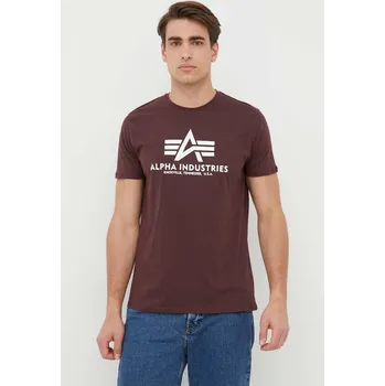 Pánské tričko Bavlněné tričko Alpha Industries Basic T-Shirt 100501.21 burgundské 93X, vel. M