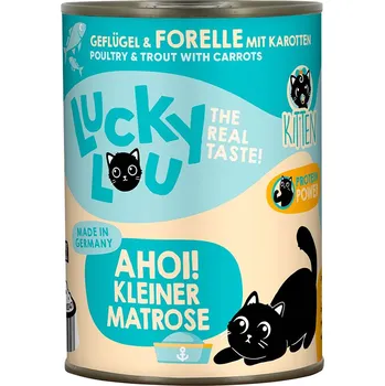 Krmivo pro kočku Lucky Lou Lifestage Kitten drůbež a pstruh 24× 400 g