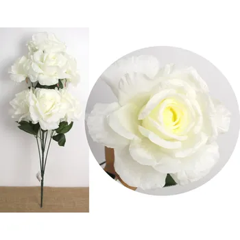 umělá květina Kytice RŮŽE výška 75 cm (7 květů 15 cm) BÍLÁ