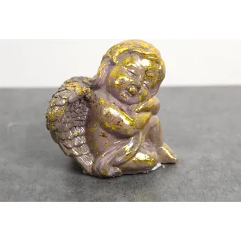 Vánoční dekorace Betonová figurka ANDĚL 10,5x9,5x7 cm HNĚDO-ZLATÁ