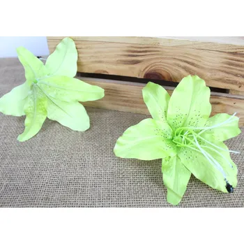 umělá květina Květinová hlava LILIE 3D 19 cm SVĚTLE ZELENÁ