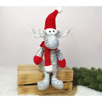 Vánoce Dekorativní figurka RENIFER vánoční holografická, disco 35 cm