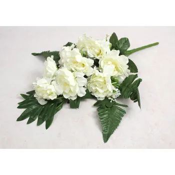 umělá květina Kytice RŮŽE s doplňky výška 48 cm, 9 stonků (9 květů) BÍLÁ