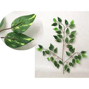 umělá květina Tříramenný list FIKUS, BENJAMIN 52 cm tmavě zelený - 1 ks