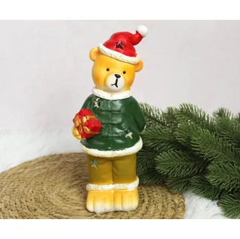 Vánoční dekorace Polystonová figurka MEDVÍDEK světle HNĚDÁ vánoční svítící LED 25 cm (35352-1)