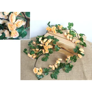 umělá květina Girlanda RŮŽE výška 185 cm (květ 3,5 cm) ORANŽOVÁ