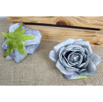 umělá květina Květina RŮŽE sušená skvrnitá 12x6,5 cm ŠEDO-MODRÁ