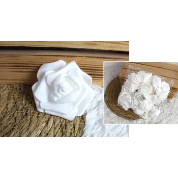 umělá květina Květinová hlavička RŮŽE pěnová (6,5 cm) balení 25 ks BÍLÁ