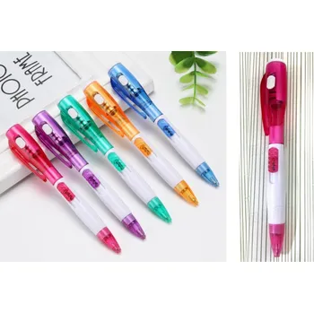 Kuličkové pero s baterkou, modrá náplň, mix barev, 13 cm