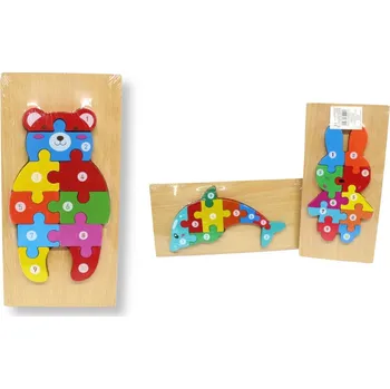 Puzzle Dřevěná hračka puzzle, skládačka 21,5x10,5 cm MIX VZORŮ