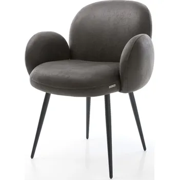 Jídelní židle DELIFE Jídelní židle Nube-Flex s područkami mikrovlákno antracit vintage 4-nohá zúžená černá taštičkové pružiny