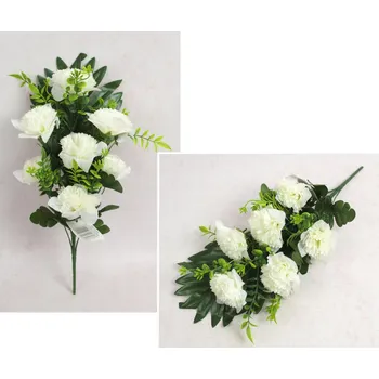 umělá květina Kytice CHRYZANTEMA s doplňky výška 44 cm, 7 stonků (7 květů 7x3,5 cm) BÍLÁ