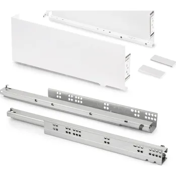 Nábytkové kování Emuca S.R.L. Zásuvka SIMPLEX bílá výška 159 mm s tlumeným plnovýsuvem – hloubky 300–500 mm Jmenovitá délka [mm]: 350