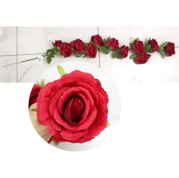 Girlanda RŮŽE 1ramenná 1,2 m (11 květů 10 cm) ČERVENÁ