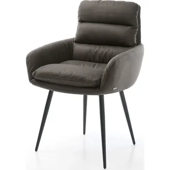 Jídelní židle DELIFE Jídelní židle Abelia-Flex s područkami mikrovlákno antracit vintage 4-nohá zúžená černá