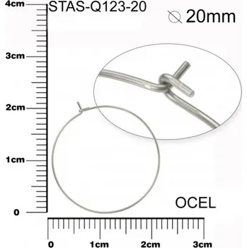 Náušnice NÁUŠNICE drátěná KRUH CHIRURGICKÁ OCEL ozn.-STAS-Q123-20. velikost pr.20mm.