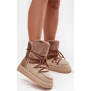 Dámská zimní obuv Dámské sněhové boty s kožíškem DFSH370012 Béžová - DFranklin béžová 41