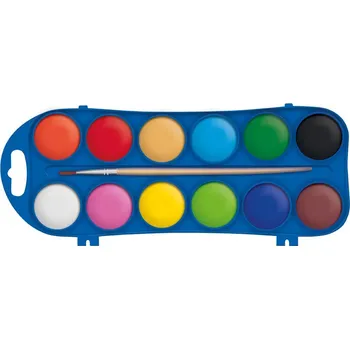 Výtvárné potřeby Barvy vodové 12 barev 27mm + štětec