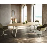 DELIFE Jídelní stůl Edge oválný 280x130 cm keramika Laminam® Sabbia dubová kov šikmý titanová barva