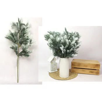 umělá květina Silikonová větvička PE SMRK výška 47 cm BÍLO-ZELENÁ