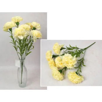 umělá květina Kytice GOŹDZIK výška 48 cm, 7 stonků (7 květů 8x5 cm) ŽLUTÁ