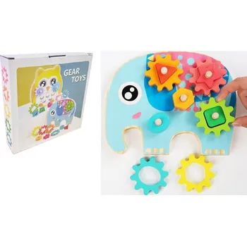 Dřevěná hračka Dřevěná hračka TRYBY - SLON v krabici 21x21x4,5 cm