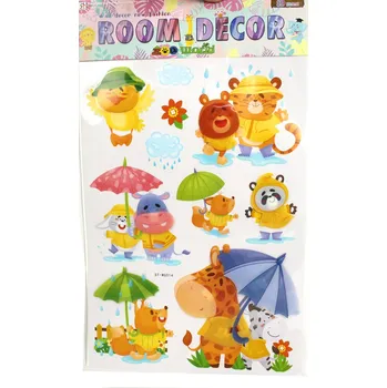 Samolepící dekorace Nálepky na zeď 8D ZVÍŘATA V DEŠTI na blistru 60x35 cm