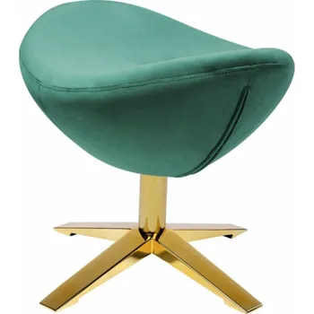 Taburet King Home podnožka EGG WIDE VELVET GOLD tmavě zelená
