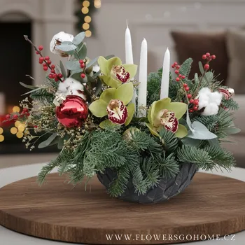 Vánoční dekorace ADVENTNÍ VĚNCE Luxusní vánoční svícen zelená