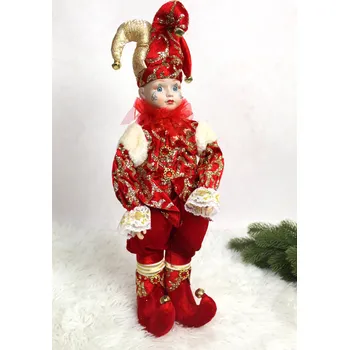 Dekorativní figurka s melodií BLÁZEN 50 cm ČERVENO-ZLATÁ