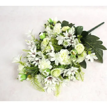 umělá květina Smíšená kytice RŮŽE, DALIE výška 52, 14 stonků (květ 6-2 cm) BÍLÁ